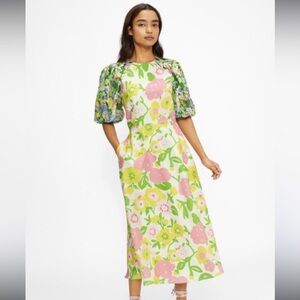 Ted Baker 100% Silk Floral Dress with Back Cutout | size 1